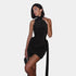  Gleame.-Jurken & Jumpsuits-Gleame Jurk - Strakke turtleneck mini dress zonder mouwen