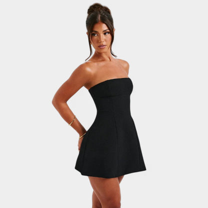 Gleame.-Jurken &amp; Jumpsuits-Gleame Jurk - Strapless off shoulder mini jurk voor feesten
