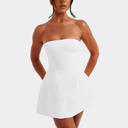 Gleame.-Jurken &amp; Jumpsuits-Gleame Jurk - Strapless off shoulder mini jurk voor feesten