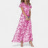 Gleame.-Jurken & Jumpsuits-Gleame Jurk - V-hals casual lange jurk met korte mouwen