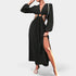 Gleame.-Jurken & Jumpsuits-Gleame Jurk - V-hals jurk met lange mouwen en casual stijl