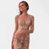 Gleame.-Jurken & Jumpsuits-Gleame Jurk - V-hals lange mouwen glanzende jurk