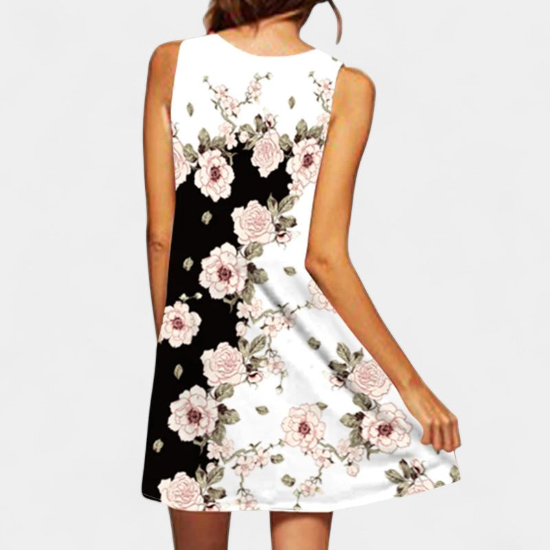 Gleame.-Jurken & Jumpsuits-Gleame Jurk - V-hals mouwloze casual jurk voor dames