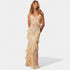 Gleame.-Jurken & Jumpsuits-Gleame Jurk - V-hals ruffled backless jurk met bloemenprint