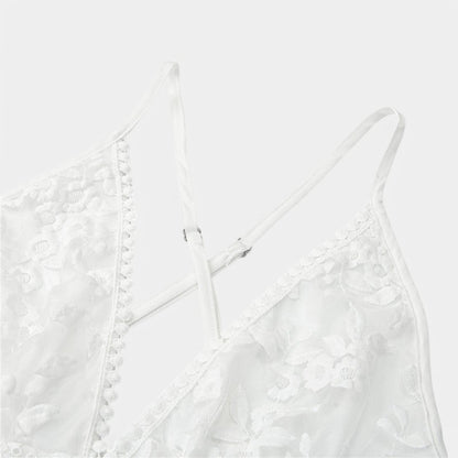 Gleame.-Jurken &amp; Jumpsuits-Gleame Jurk - V-hals witte jurk met kant voor de zomer