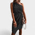 Gleame.-Jurken & Jumpsuits-Gleame Jurk - Vrouwelijke mouwloze jurk met tailleband