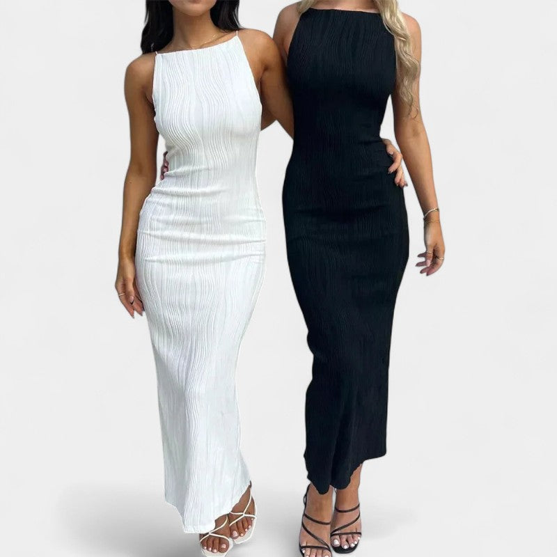 Gleame.-Jurken & Jumpsuits-Gleame Jurk - Vrouwelijke mouwloze slanke lange jurk