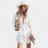 Gleame.-Jurken & Jumpsuits-Gleame Jurk - Witte gebreide V-hals kant jurk voor strand