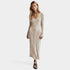 Gleame.-Jurken & Jumpsuits-Gleame Maxi Dress - Elegant ribgebreide jurk met lange mouwen