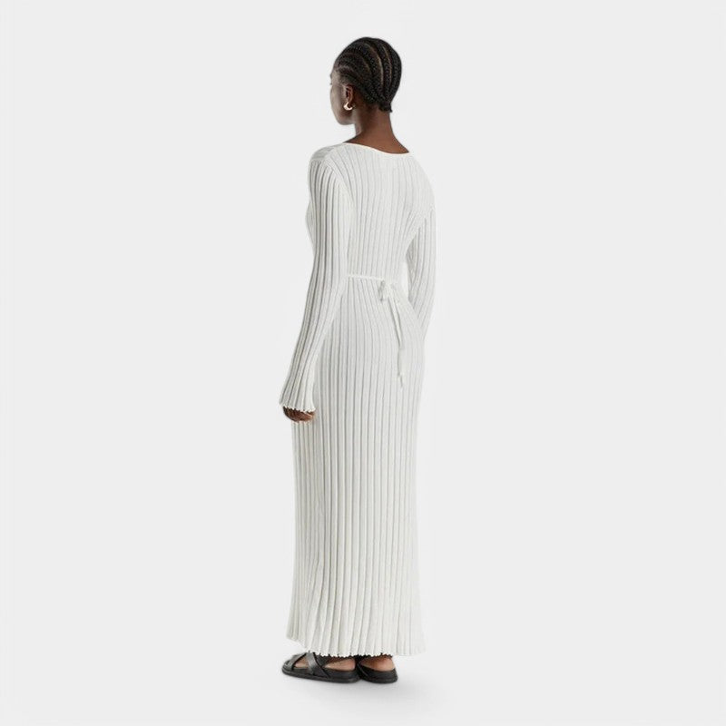 Gleame.-Jurken &amp; Jumpsuits-Gleame Maxi Dress - Elegant ribgebreide jurk met lange mouwen