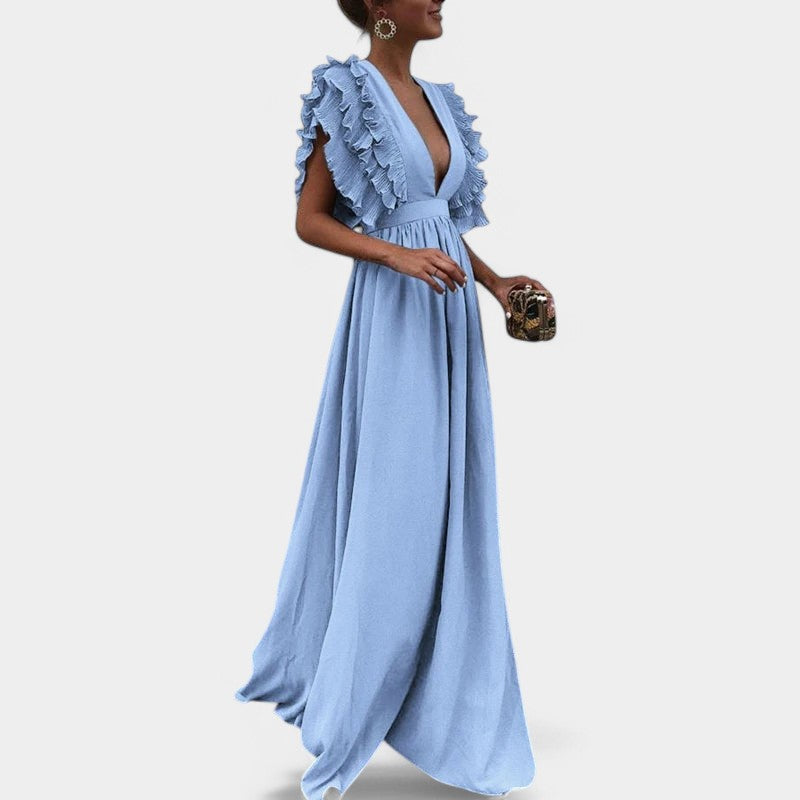 Gleame.-Jurken &amp; Jumpsuits-Gleame Maxi Jurk - Elegant maxi avondjurk met ruffles