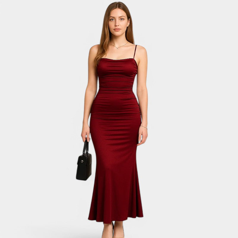 Gleame.-Jurken &amp; Jumpsuits-Gleame Maxi jurk - Fitting slim spaghetti band met mermaid zoom