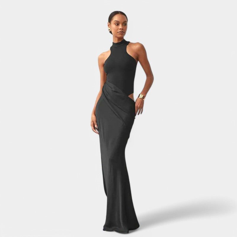 Gleame.-Jurken &amp; Jumpsuits-Gleame Maxi-jurk - Sexy satijnen jurk met hoge taille