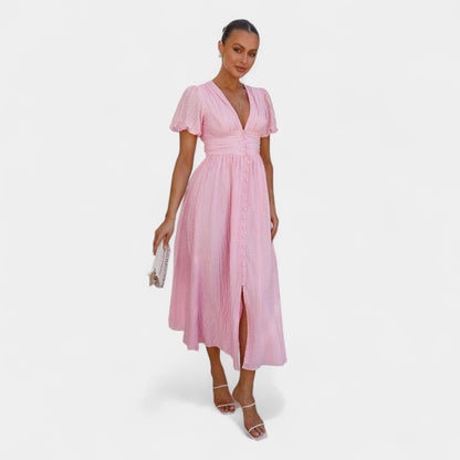 Gleame.-Jurken &amp; Jumpsuits-Gleame Maxi jurk - V-hals maxi jurk voor dames in trendy kleuren