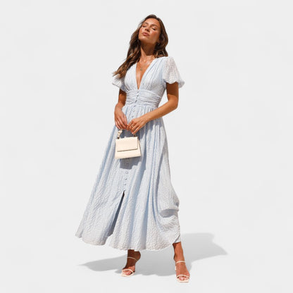 Gleame.-Jurken &amp; Jumpsuits-Gleame Maxi jurk - V-hals maxi jurk voor dames in trendy kleuren