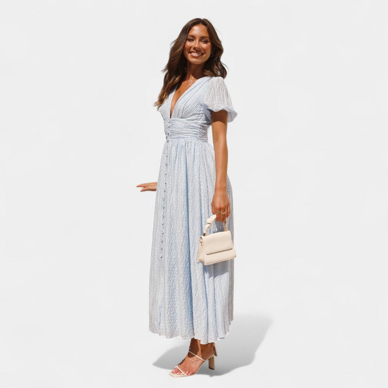 Gleame.-Jurken &amp; Jumpsuits-Gleame Maxi jurk - V-hals maxi jurk voor dames in trendy kleuren