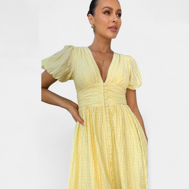 Gleame.-Jurken &amp; Jumpsuits-Gleame Maxi jurk - V-hals maxi jurk voor dames in trendy kleuren