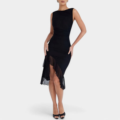Gleame.-Jurken &amp; Jumpsuits-Gleame Midi jurk - Elegante rimpel jurk voor feesten en zomer
