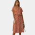 Gleame.-Jurken & Jumpsuits-Gleame Midi-jurk - Relaxed fit met V-hals en stippenpatroon