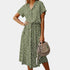 Gleame.-Jurken & Jumpsuits-Gleame Midi-jurk - Relaxed fit met V-hals en stippenpatroon
