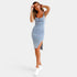 Gleame.-Jurken & Jumpsuits-Gleame Midikleid - Denim dress met verstelbare banden en bodycon fit