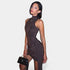 Gleame.-Jurken & Jumpsuits-Gleame Mini jurk - Turtleneck mouwloos sexy met ruches