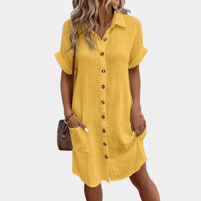  Gleame.-Jurken &amp; Jumpsuits-Gleame Shirt - Casual V-hals button shirt voor dames