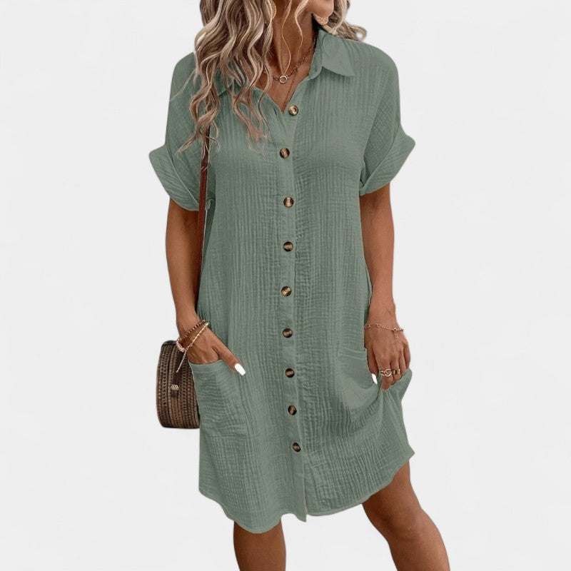  Gleame.-Jurken &amp; Jumpsuits-Gleame Shirt - Casual V-hals button shirt voor dames
