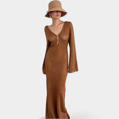 Gleame.-Jurken &amp; Jumpsuits-Gleame Strandcover-Up - Lange jurk met elegante rug en hoge taille