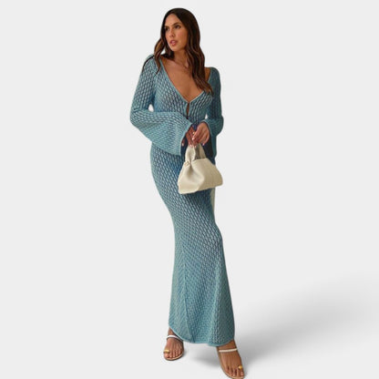 Gleame.-Jurken &amp; Jumpsuits-Gleame Strandcover-Up - Lange jurk met elegante rug en hoge taille