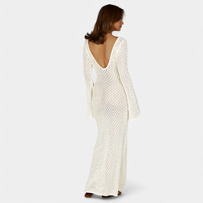Gleame.-Jurken &amp; Jumpsuits-Gleame Strandcover-Up - Lange jurk met elegante rug en hoge taille