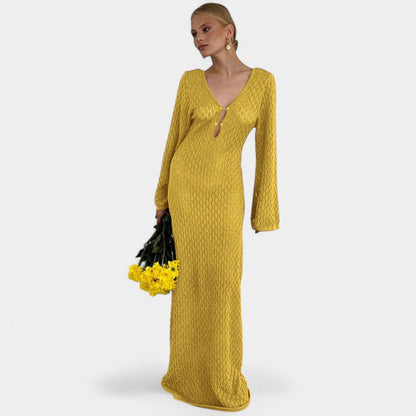 Gleame.-Jurken &amp; Jumpsuits-Gleame Strandcover-Up - Lange jurk met elegante rug en hoge taille