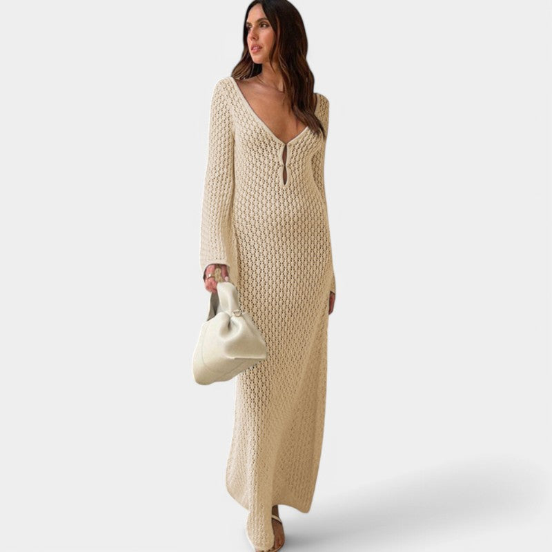 Gleame.-Jurken &amp; Jumpsuits-Gleame Strandcover-Up - Lange jurk met elegante rug en hoge taille