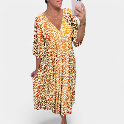 Gleame.-Jurken &amp; Jumpsuits-Gleame V-Neck Maxi Dress - Elegant maxi jurk voor elke gelegenheid