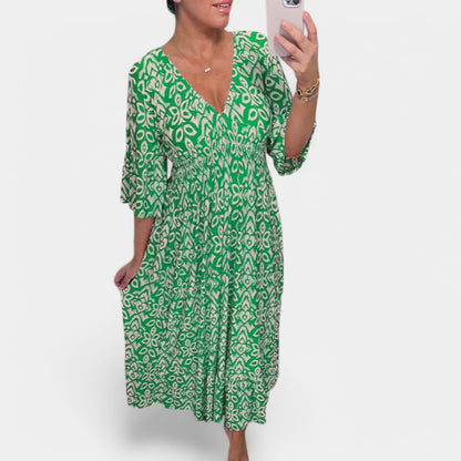 Gleame.-Jurken &amp; Jumpsuits-Gleame V-Neck Maxi Dress - Elegant maxi jurk voor elke gelegenheid