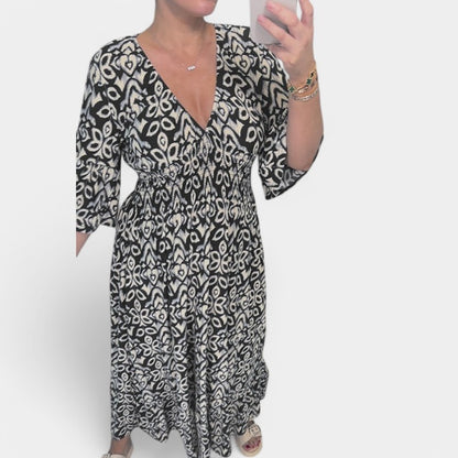 Gleame.-Jurken &amp; Jumpsuits-Gleame V-Neck Maxi Dress - Elegant maxi jurk voor elke gelegenheid