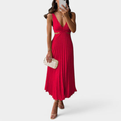 Gleame.-Jurken &amp; Jumpsuits-Gleame jurk - Elegante plissé satijnen jurk voor vrouwen
