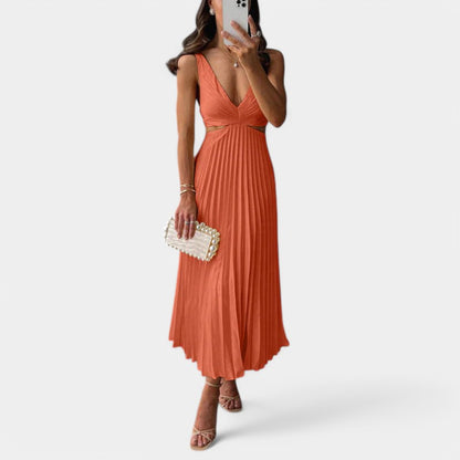 Gleame.-Jurken &amp; Jumpsuits-Gleame jurk - Elegante plissé satijnen jurk voor vrouwen