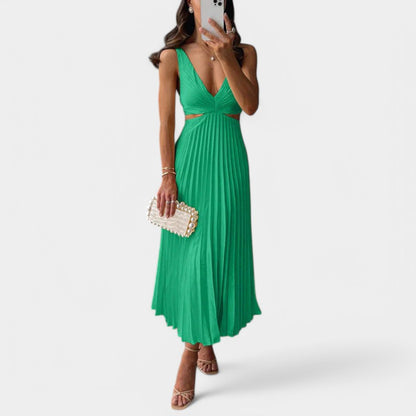Gleame.-Jurken &amp; Jumpsuits-Gleame jurk - Elegante plissé satijnen jurk voor vrouwen