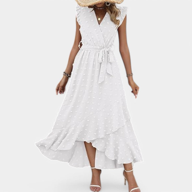 Gleame.-Jurken & Jumpsuits-Gleame jurk - Nieuwe dames zomer jurk met V-hals en ruffles