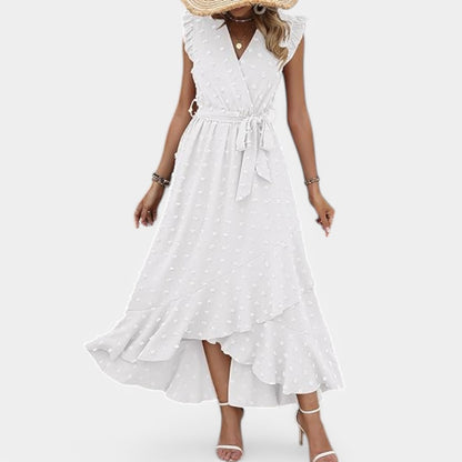 Gleame.-Jurken &amp; Jumpsuits-Gleame jurk - Nieuwe dames zomer jurk met V-hals en ruffles