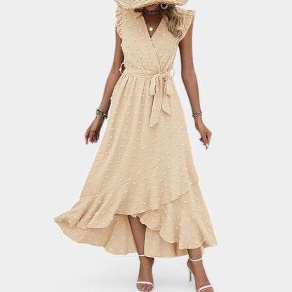 Gleame.-Jurken &amp; Jumpsuits-Gleame jurk - Nieuwe dames zomer jurk met V-hals en ruffles