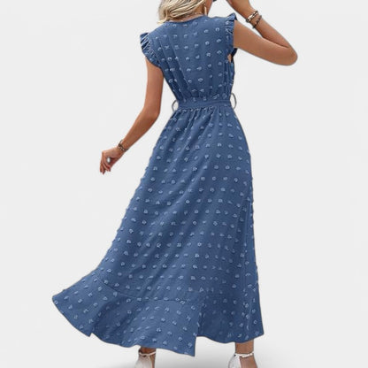 Gleame.-Jurken &amp; Jumpsuits-Gleame jurk - Nieuwe dames zomer jurk met V-hals en ruffles