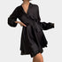Gleame.-Jurken & Jumpsuits-Gleame jurk - Trend Split Party met lange mouwen en V-hals