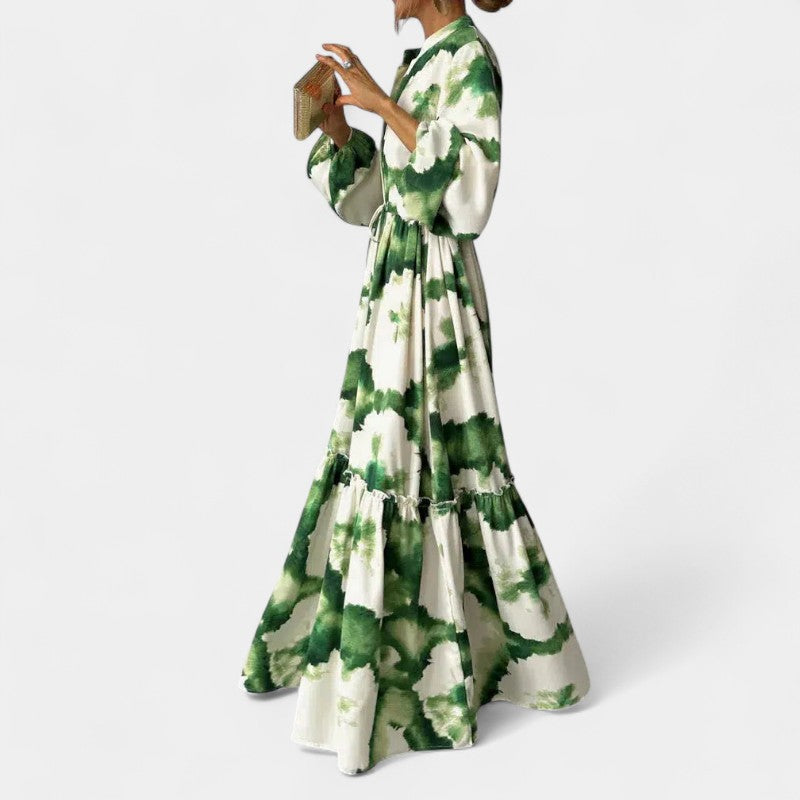 Gleame.-Jurken & Jumpsuits-Gleame jurk - V-hals lange mouwen casual jurk voor vrouwen