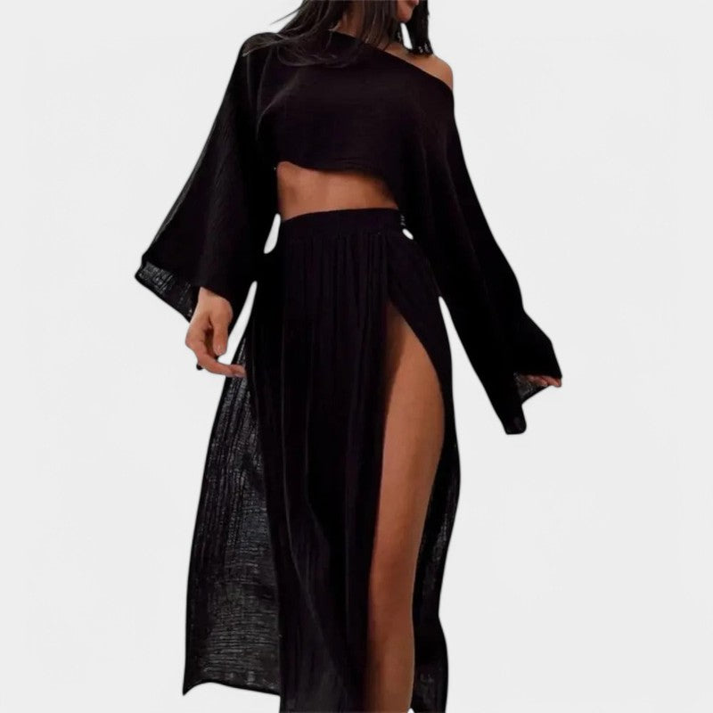 Gleame.-Jurken &amp; Jumpsuits-Gleame tweedelige set - Elegante look met hoge split