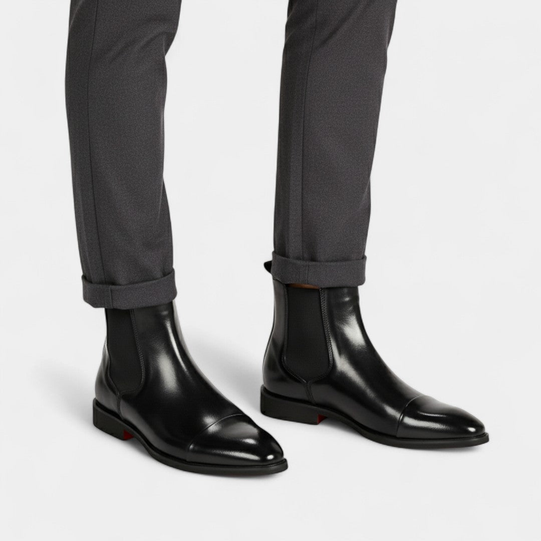 Gleame.-Laarzen-Gleame | Dames enkellaarzen van leer met elastische inzet en platte zool