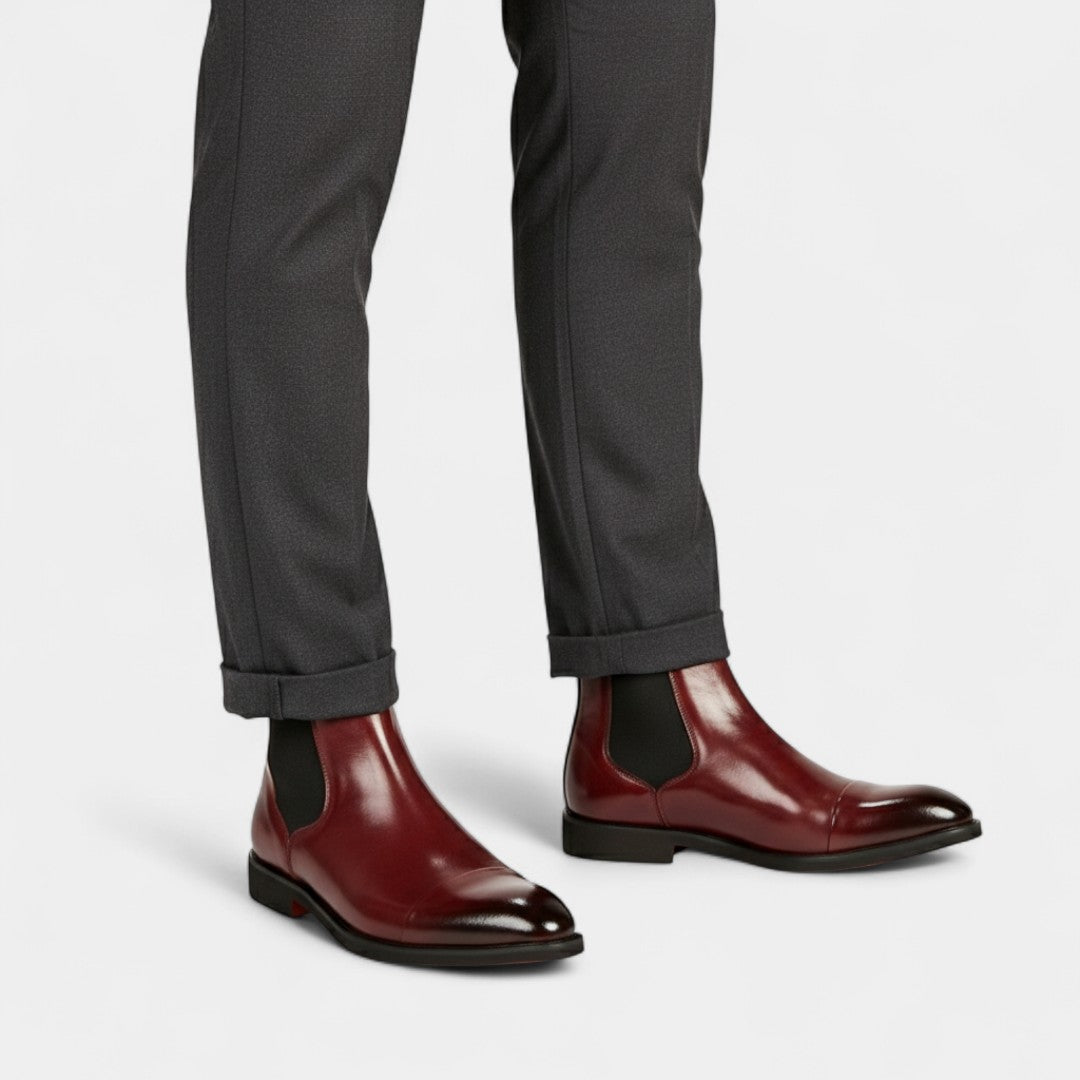 Gleame.-Laarzen-Gleame | Dames enkellaarzen van leer met elastische inzet en platte zool