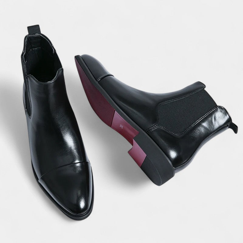 Gleame.-Laarzen-Gleame | Dames enkellaarzen van leer met elastische inzet en platte zool