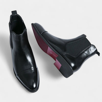 Gleame.-Laarzen-Gleame | Dames enkellaarzen van leer met elastische inzet en platte zool